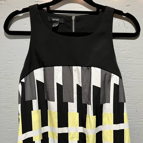 Alfani watercolor drape asymmetrical hem high neck zip closure midi dress - Picture 6 of 11